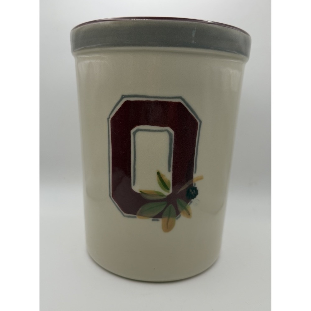 Hartstone Ohio State Buckeyes Stoneware Utensil Crock Pottery 8.5" USA